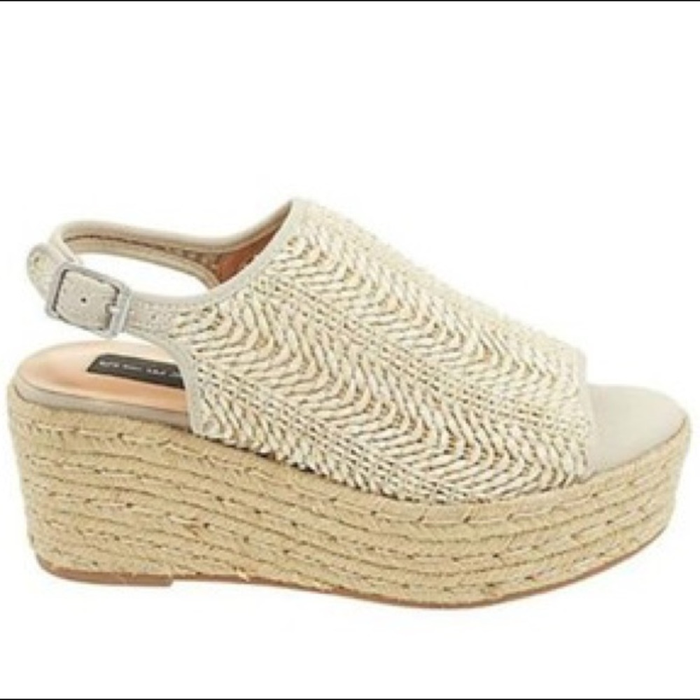 Steven By Steve Madden Beige Courage Espadrille Peep Toe Sandal Wedge Size 9